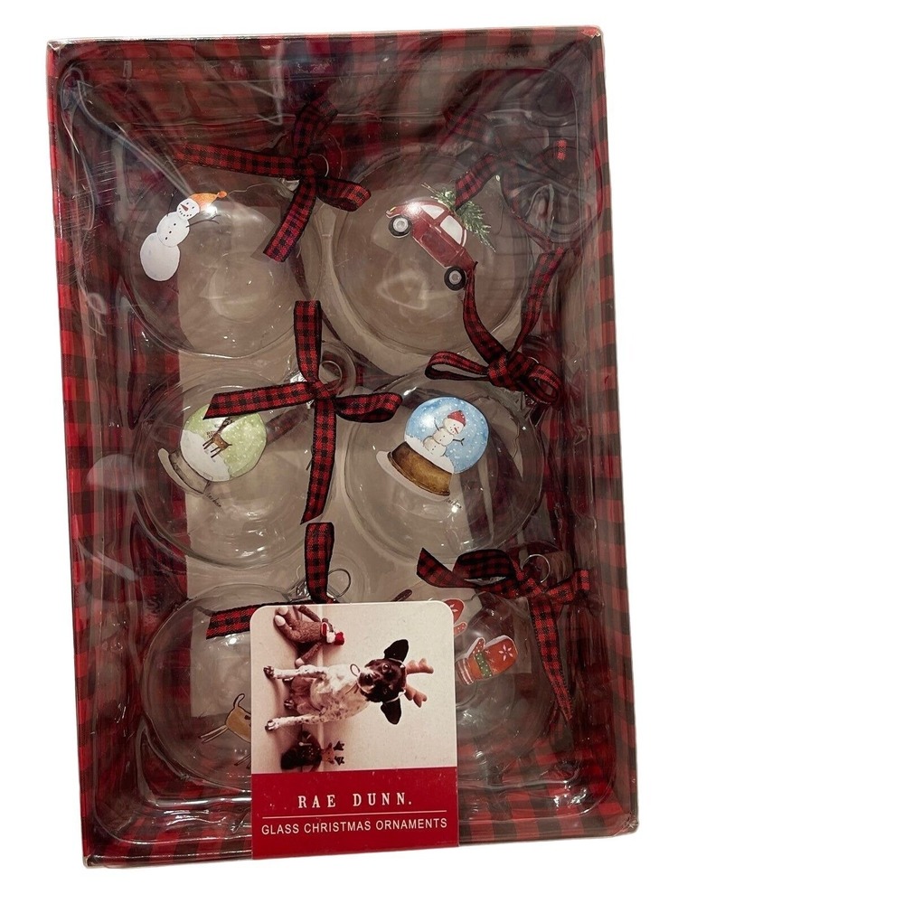 Rae Dunn Christmas glass ornaments‎ 6-PC.